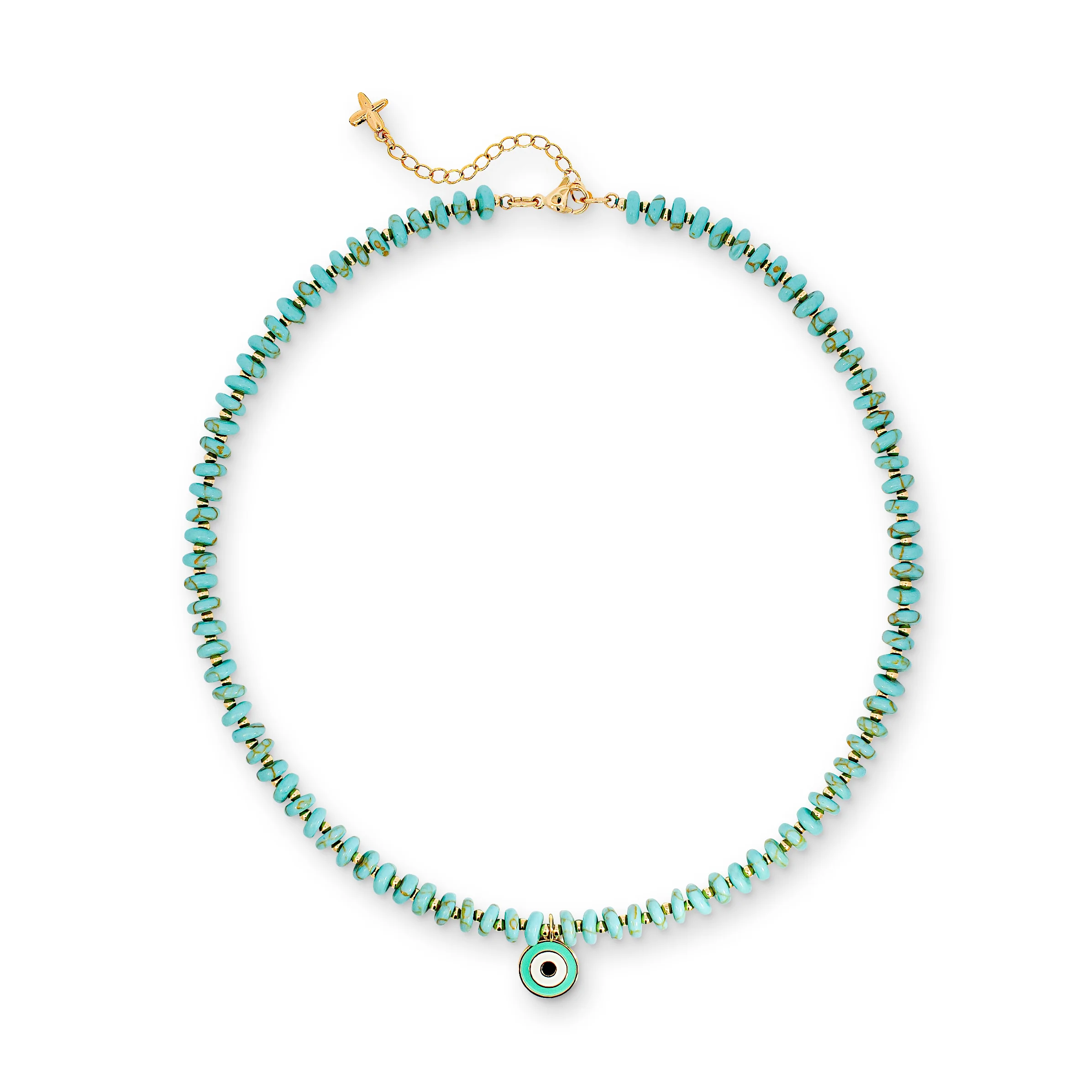 Blue Natural Stone Beaded Charm Necklace