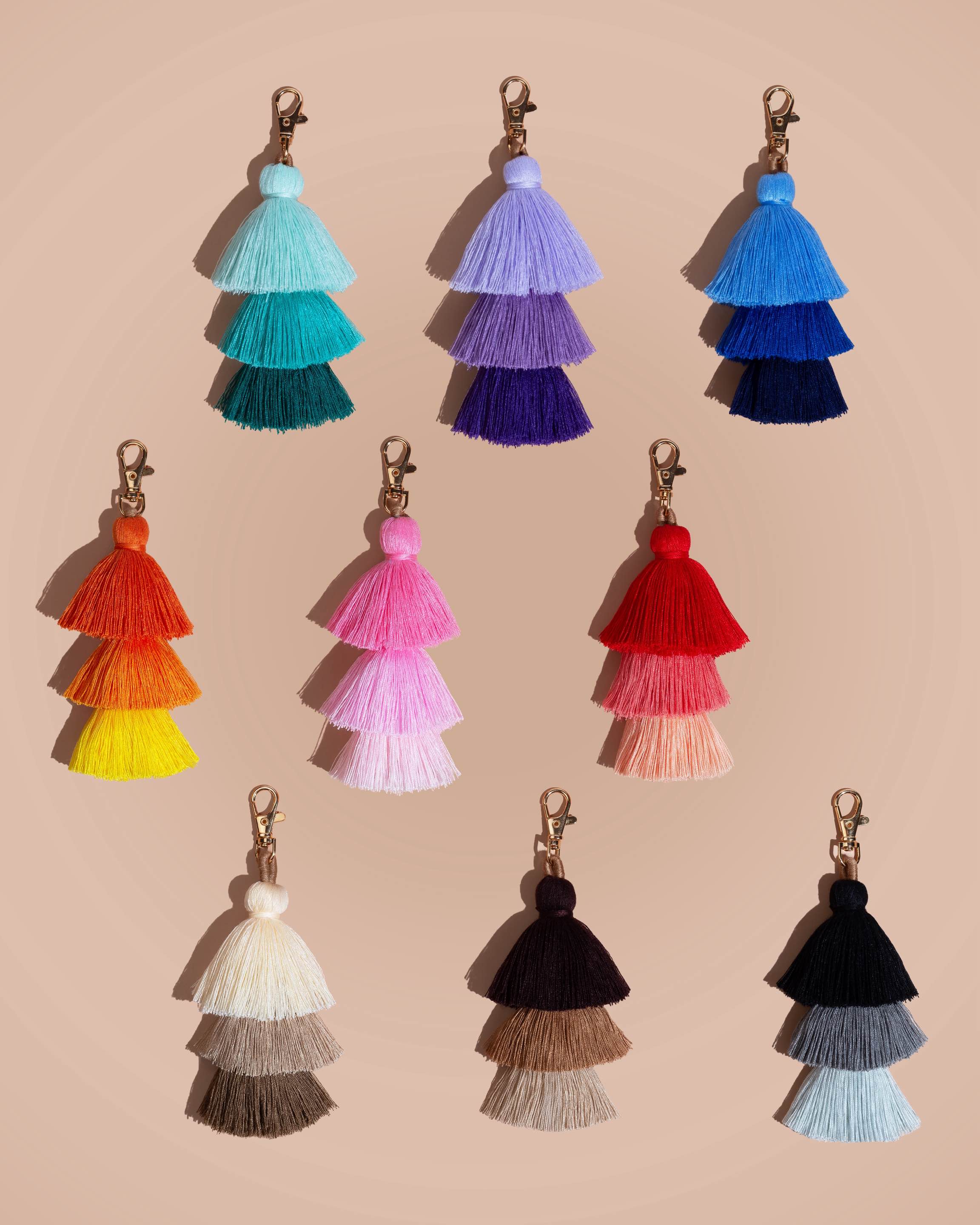 Green Bag Tassel Charm Keyring - Image 3