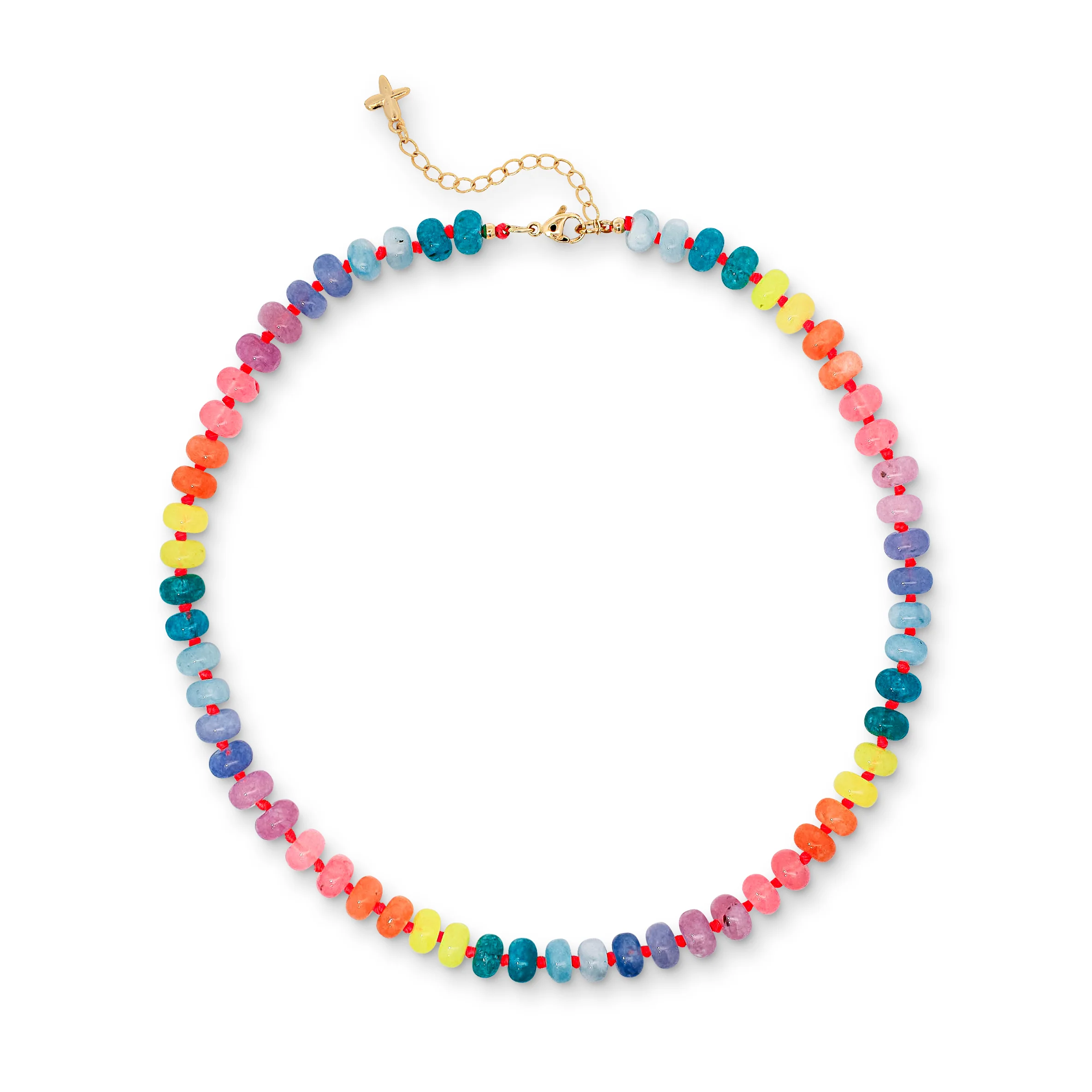 Rainbow Mixed Jade Stone Natural Beaded Necklace