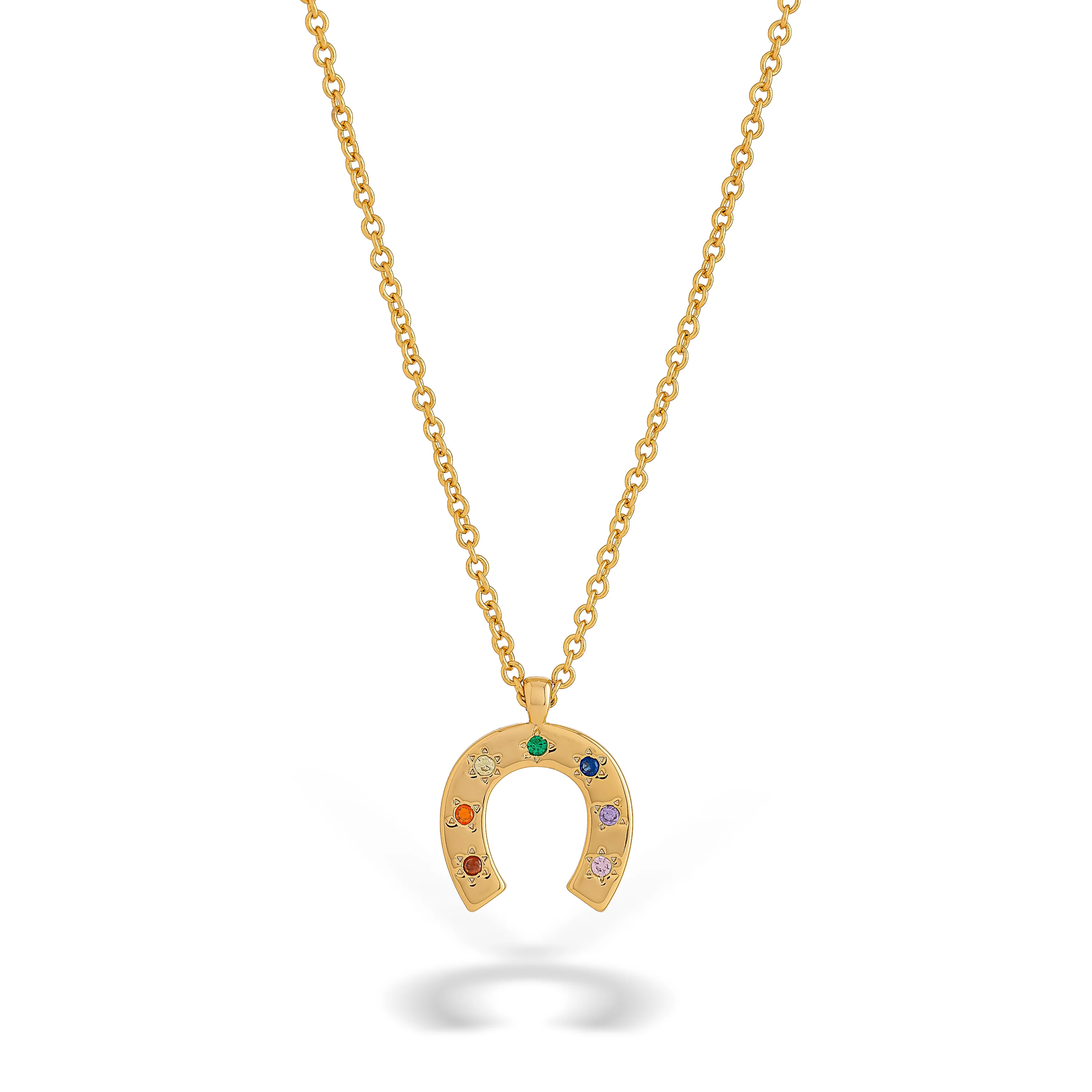 Rainbow Horseshoe Lucky Charm Necklace